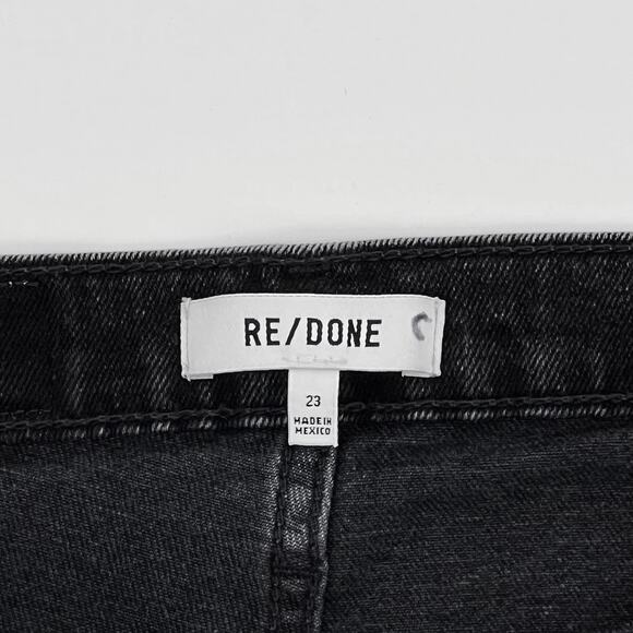 RE/DONE 70s Stove Pipe Jeans Women’s 23 Washed Noir Black Straight Raw Hem - Picture 4 of 7